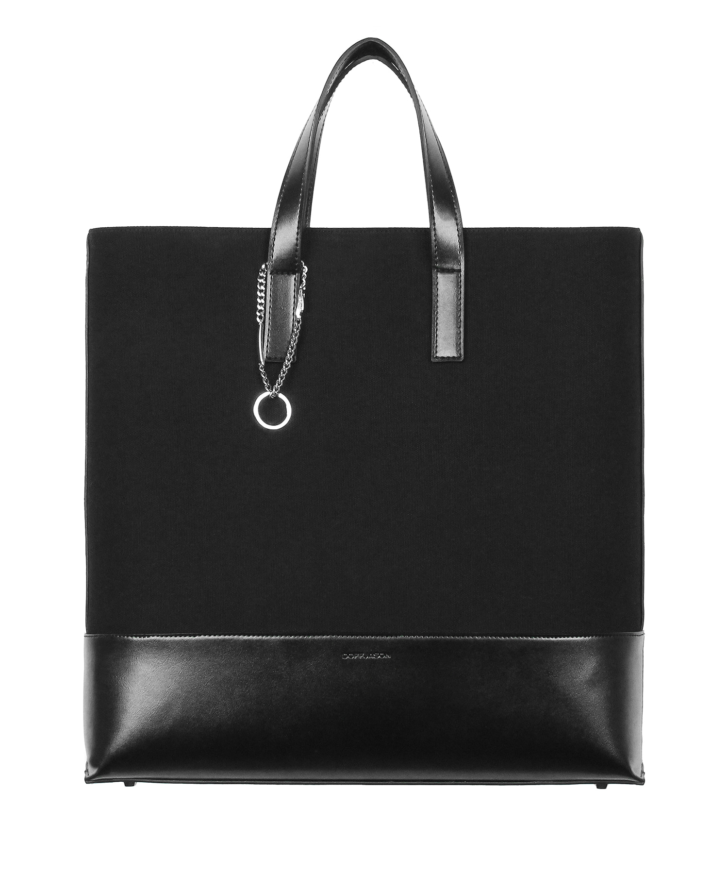 [천연소가죽]Cowhide canvas chain tote bag BLACK