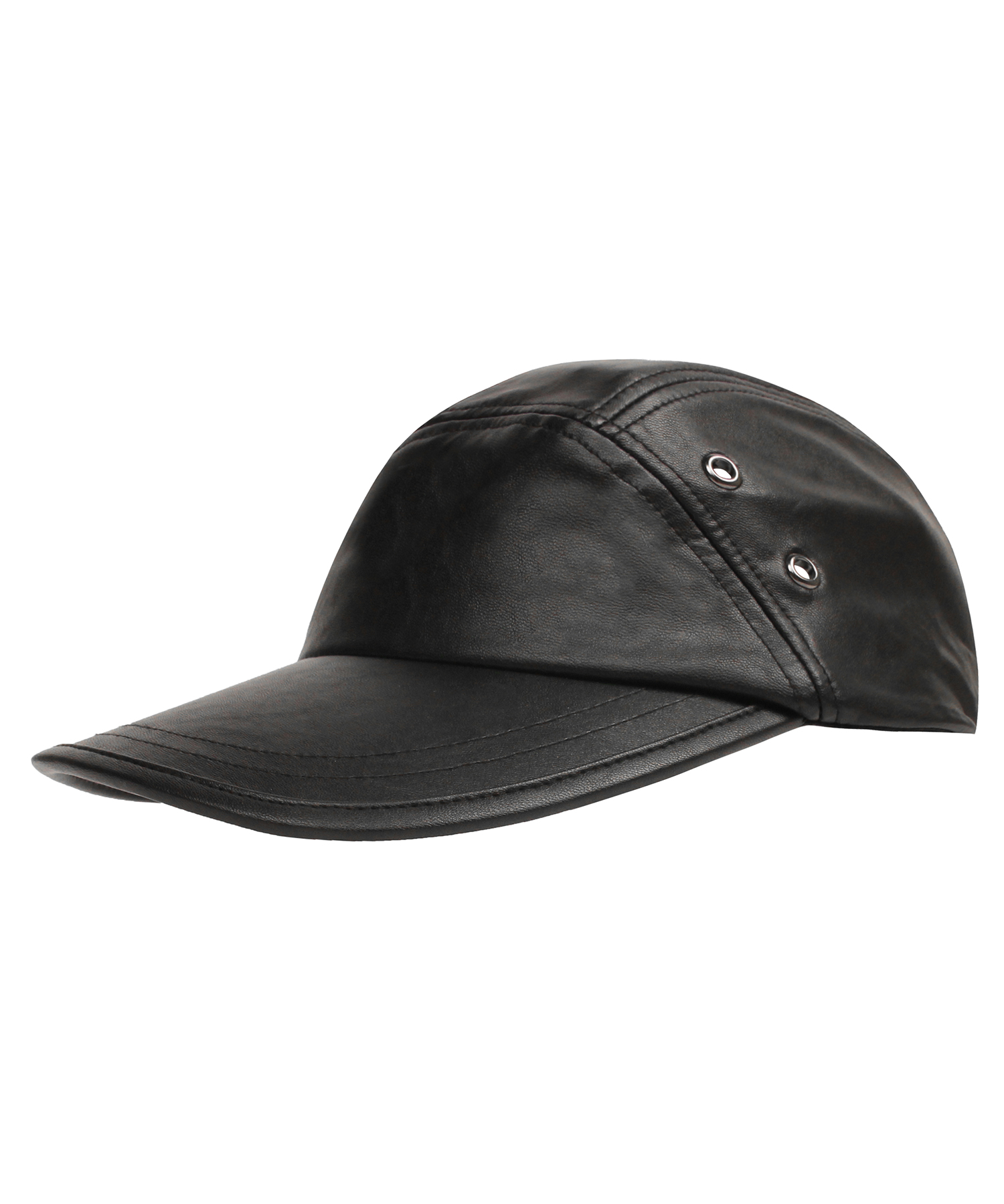 Vegan leather utility string cap BLACK