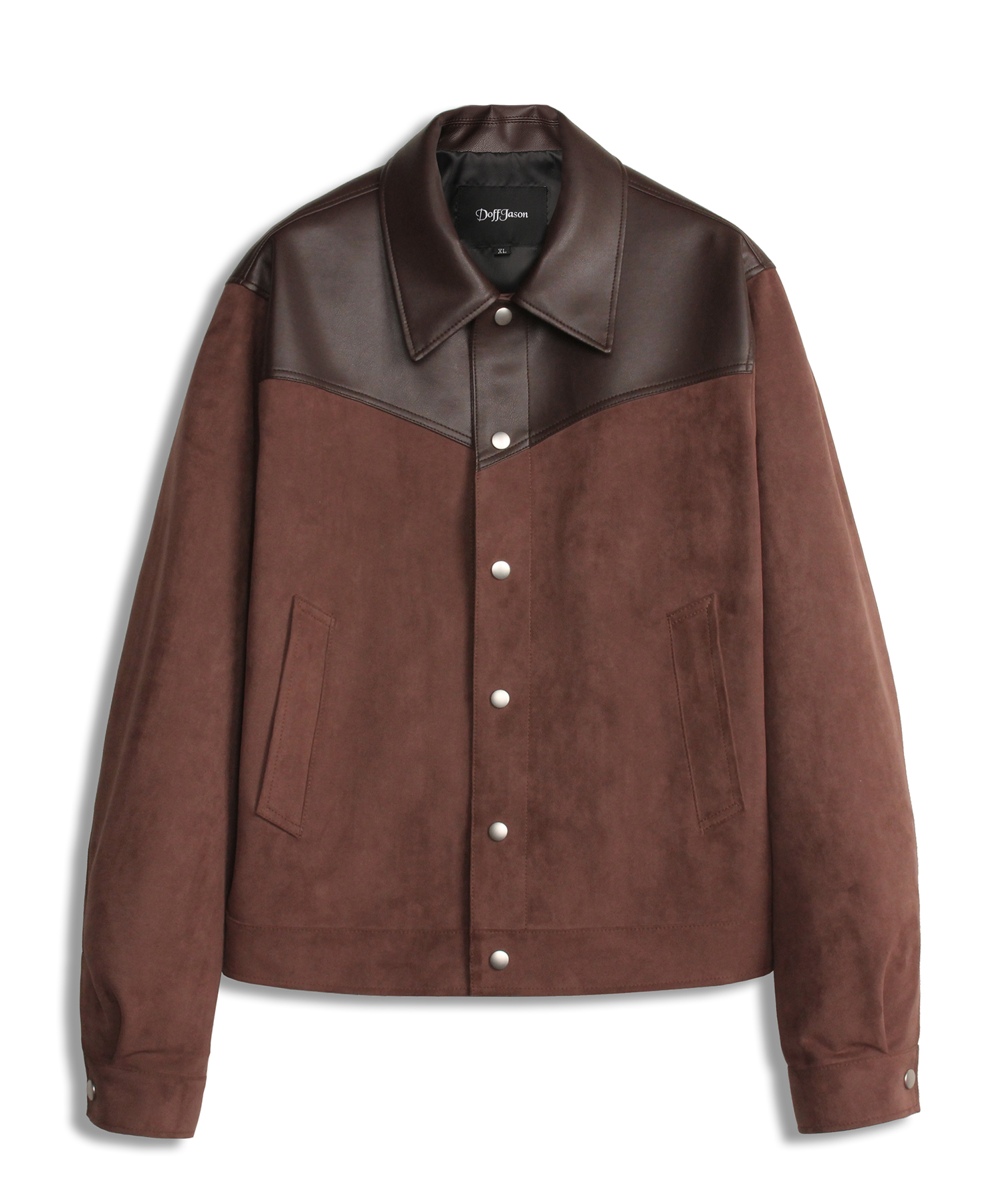 Vegan leather suede western jacket BROWN
