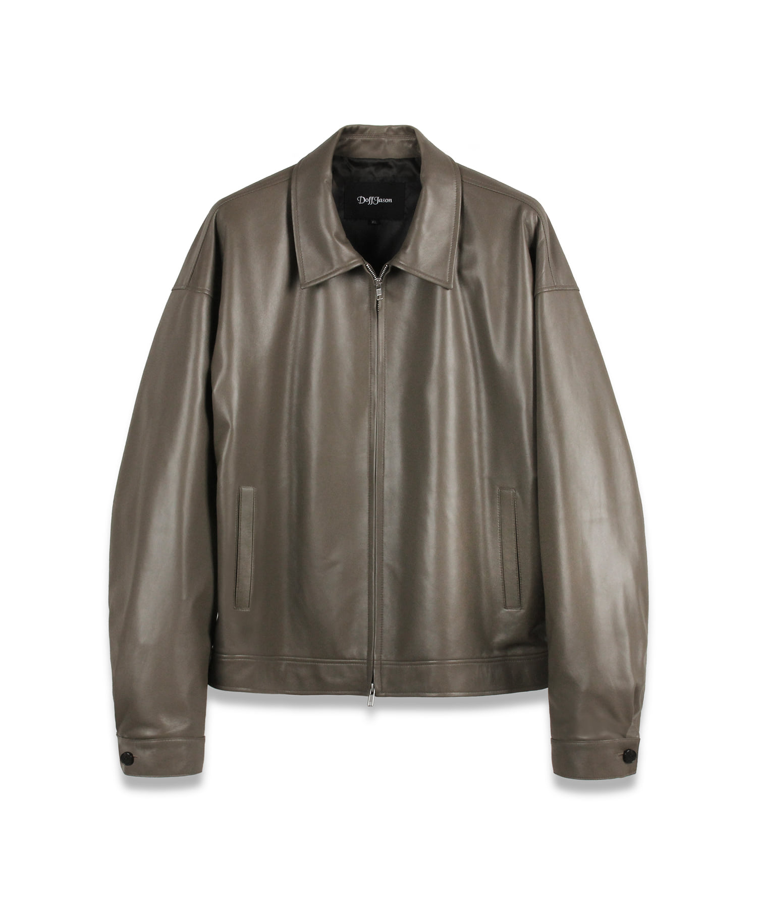 Overfit lambskin single jacket (khaki brown)