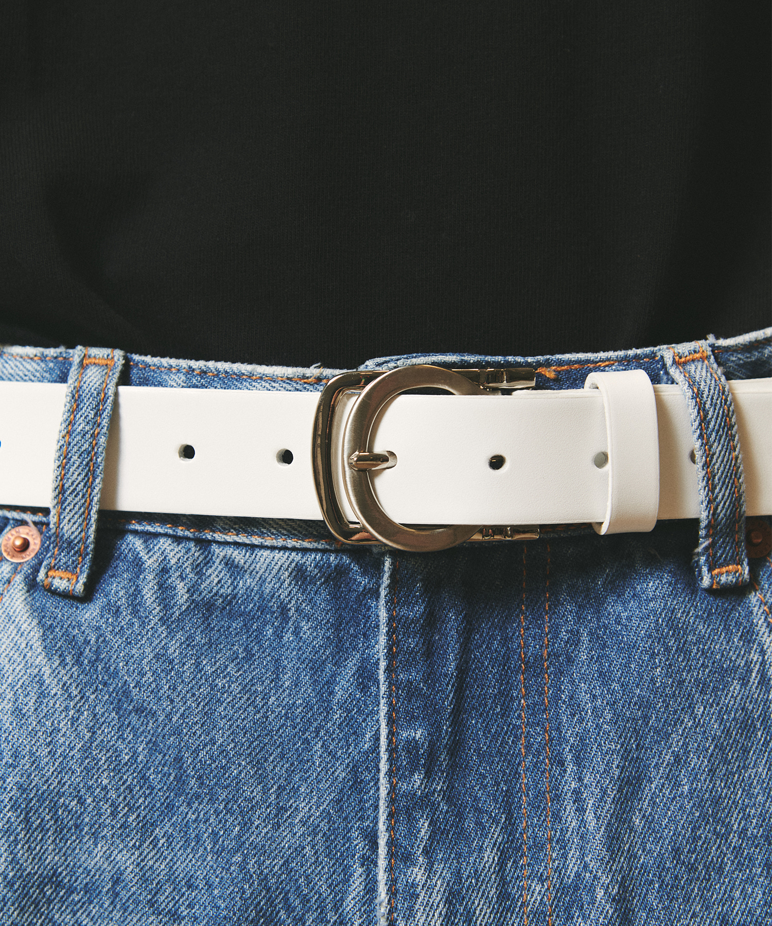 [천연소가죽]Double Head Hard Leather Belt WHITE
