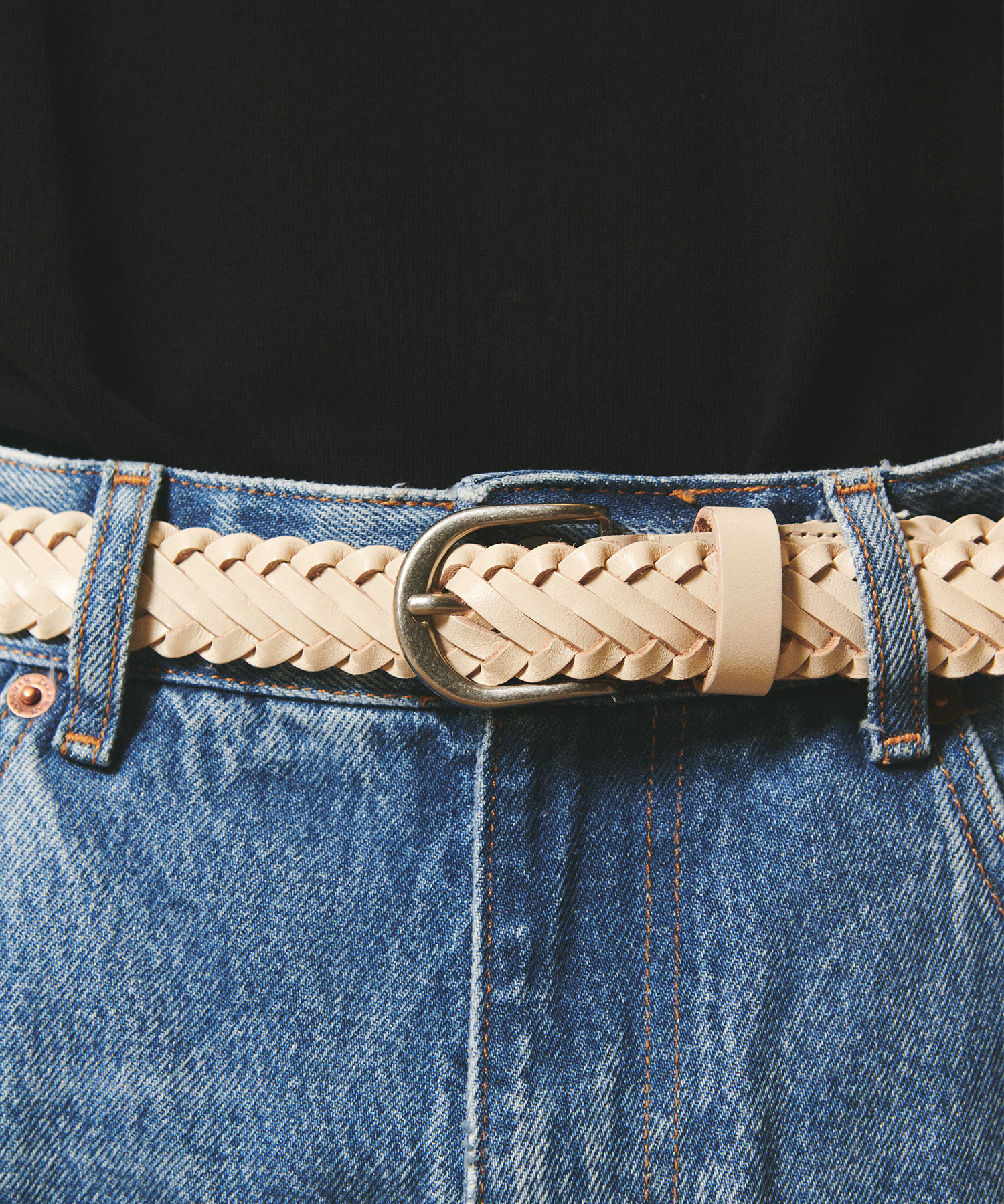 [천연소가죽]Arizona Vintage Hard Leather Belt BEIGE