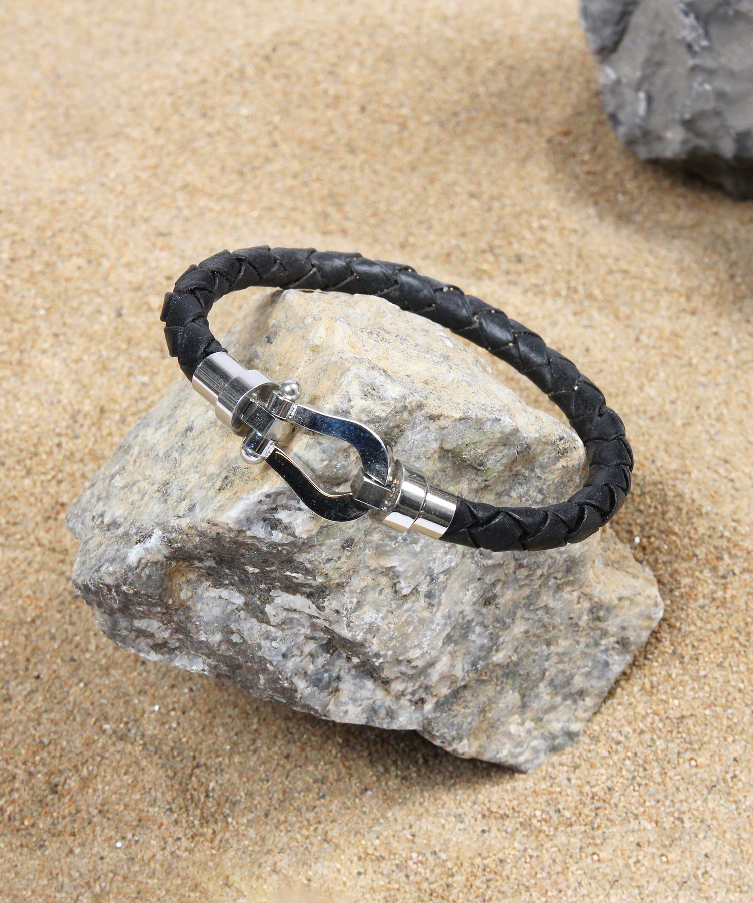 [천연소가죽]Cowhide Hoop bracelet BLACK