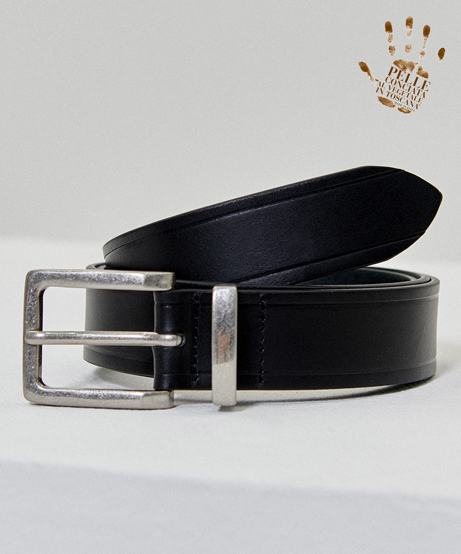 [천연소가죽]Minimal square hard leather belt