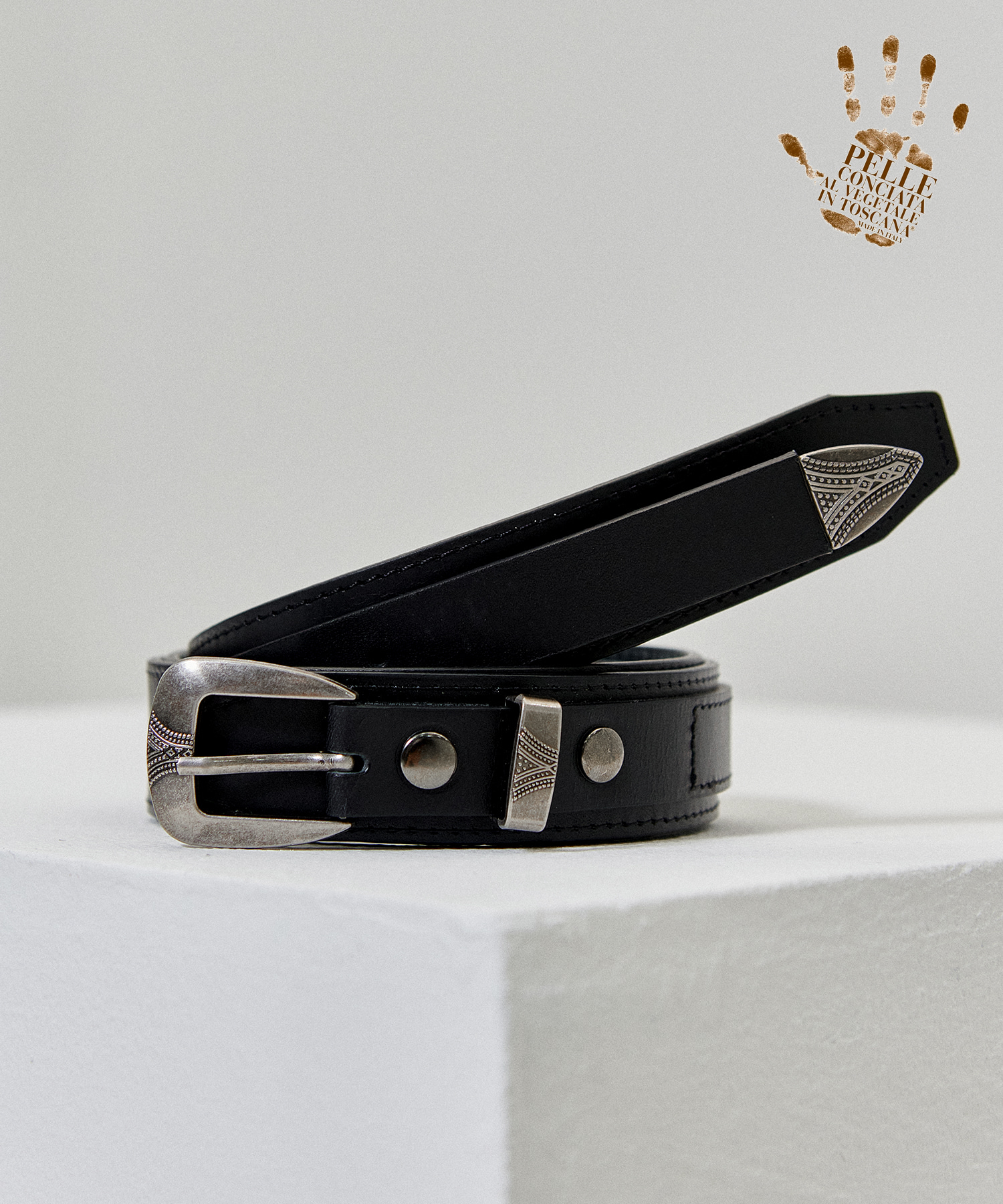 [천연소가죽]Minimal layered hard leather belt