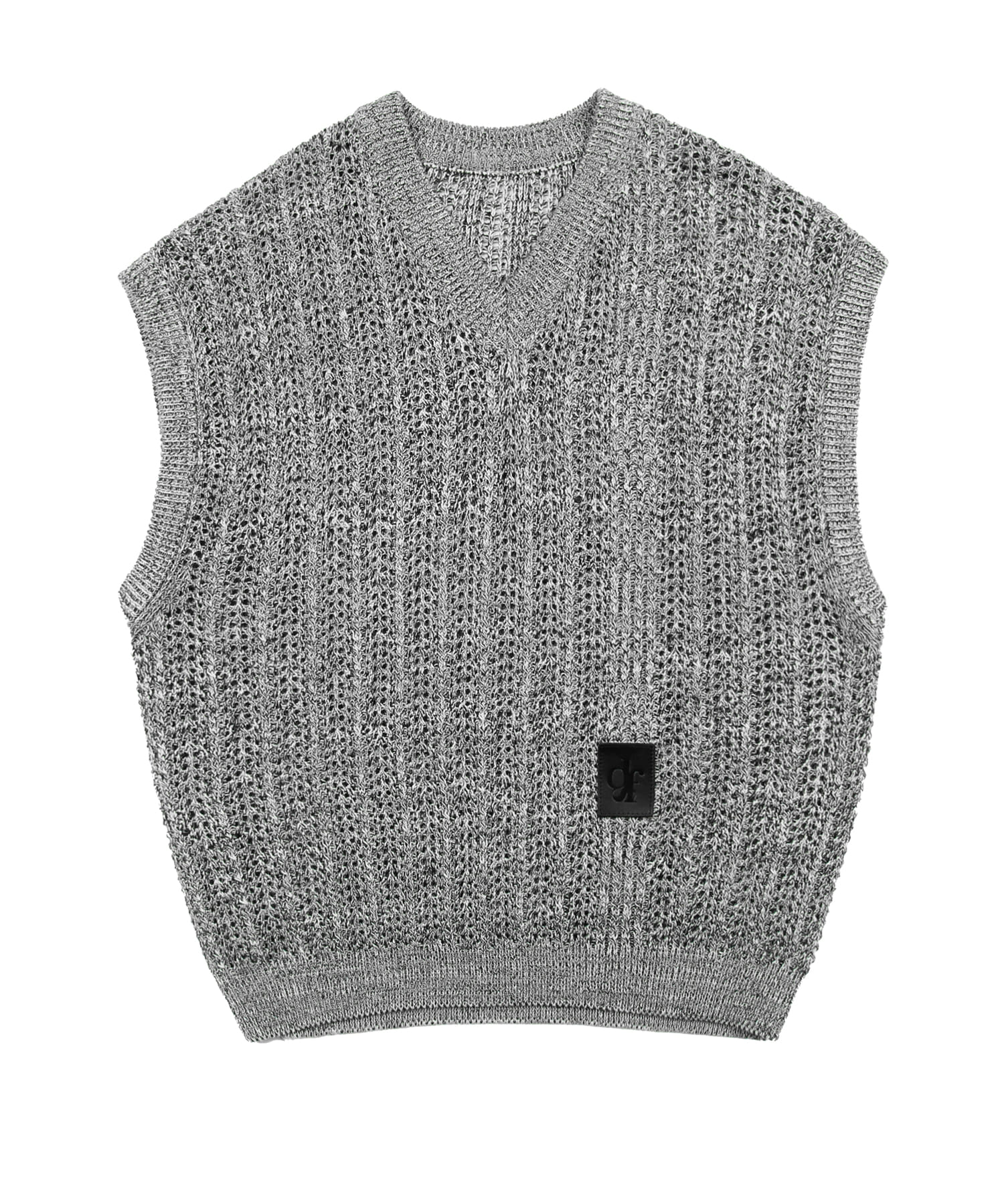 See-through fisherman knit vest GREY