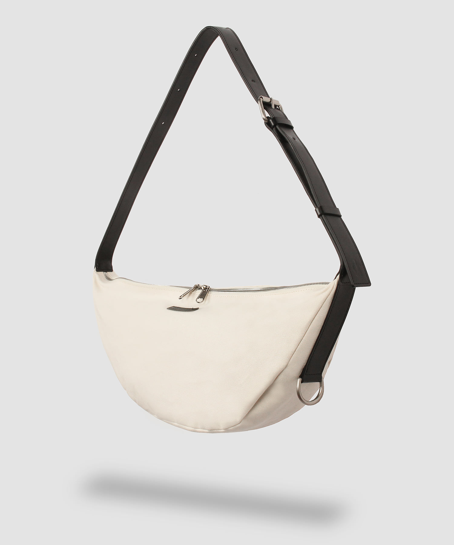 Canvas leather strap body bag IVORY