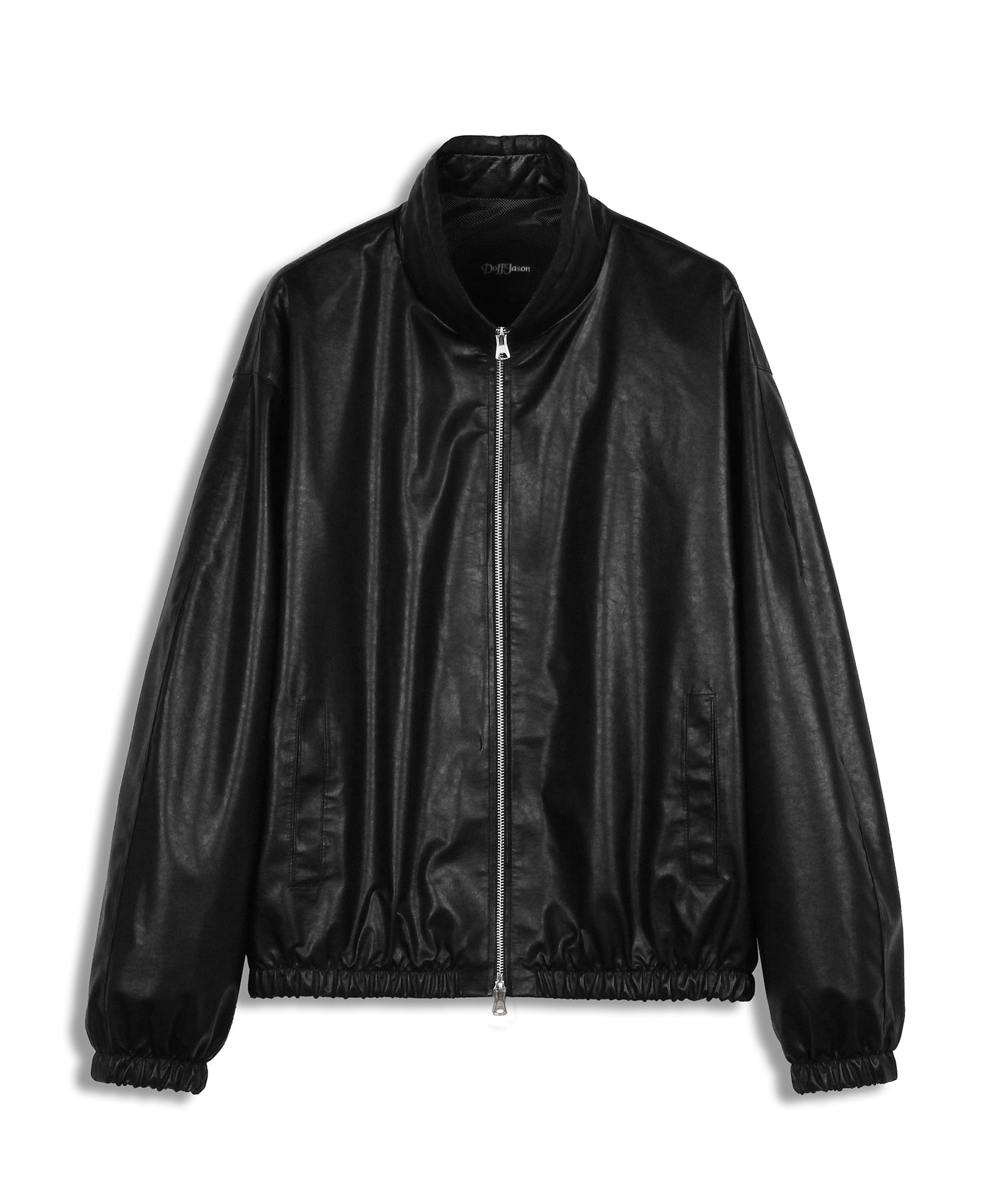 Overfit vegan leather windbreaker jacket (black)