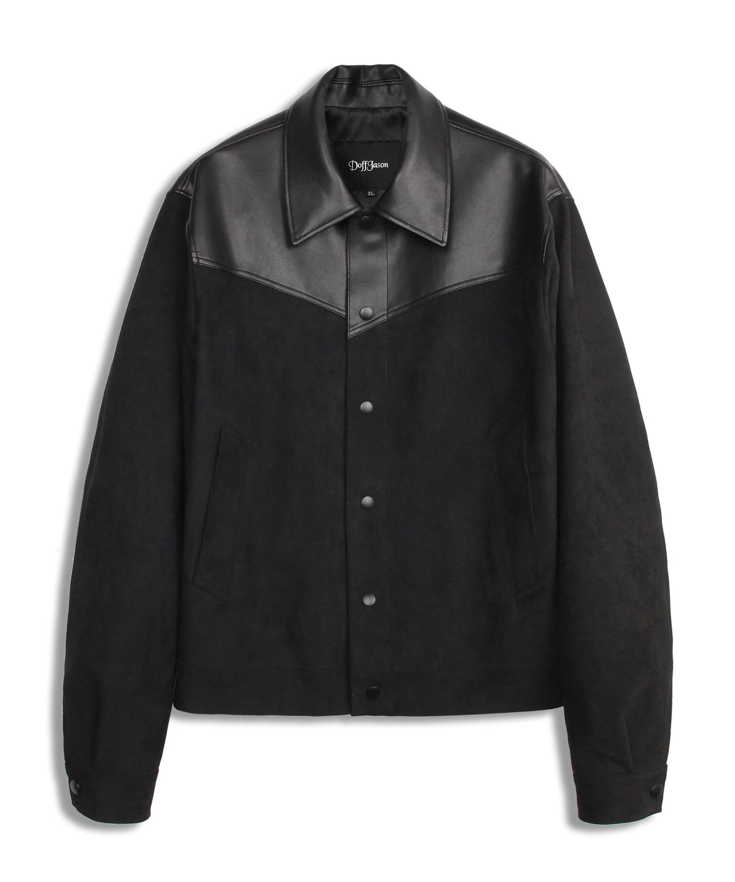 Vegan leather suede western jacket BLACK