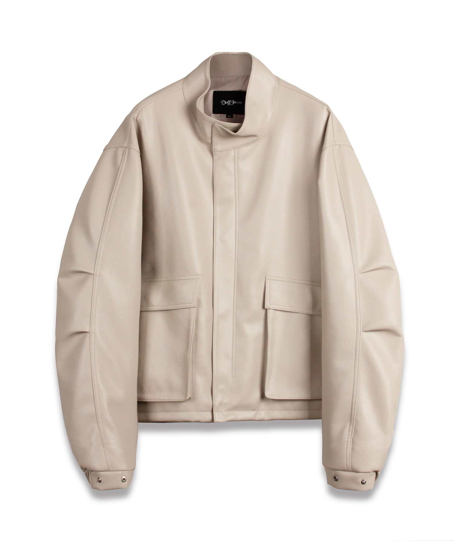 Overfit vegan leather blouson jacket (ivory)
