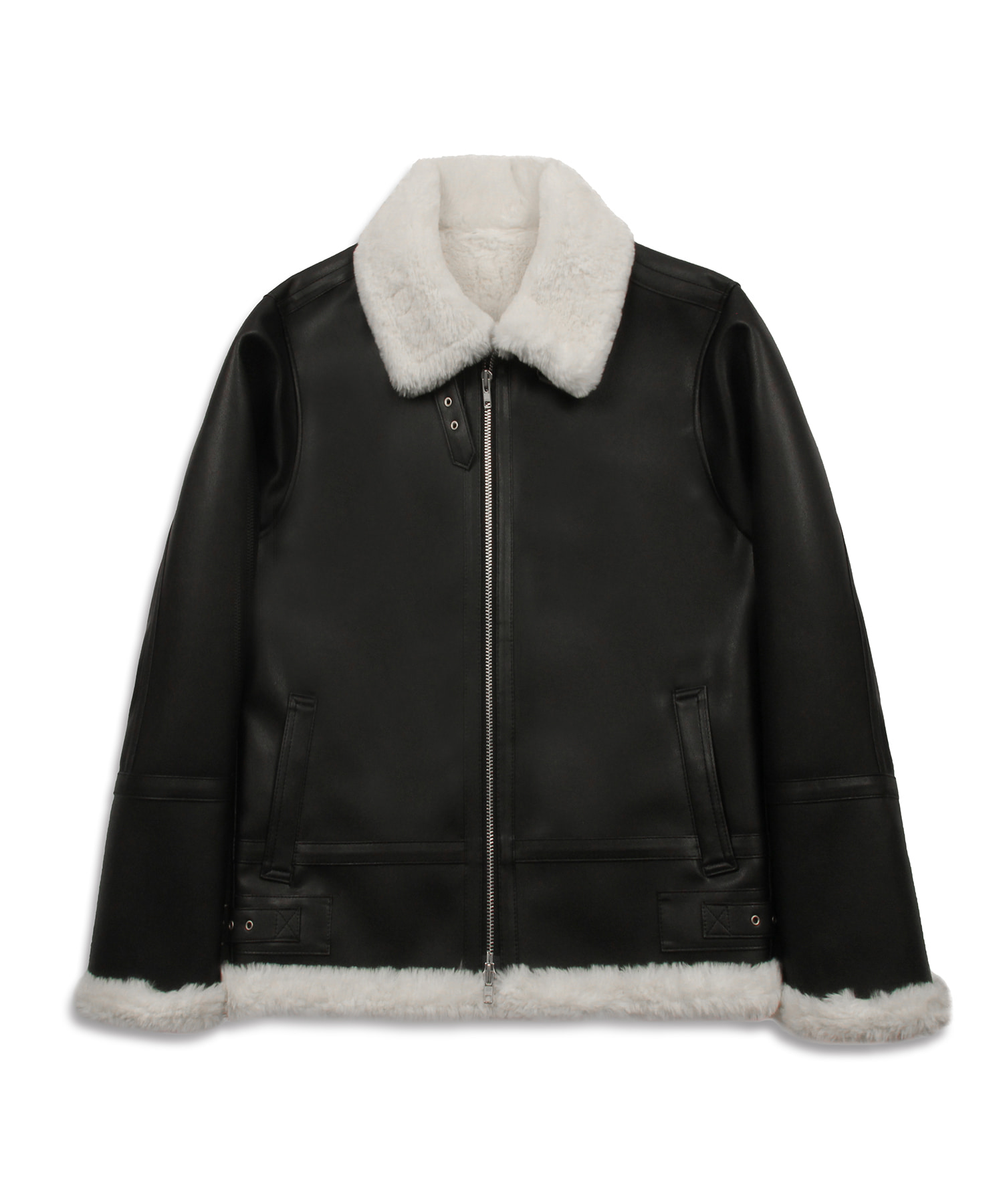 Overfit solid mouton jacket (blackwhite)