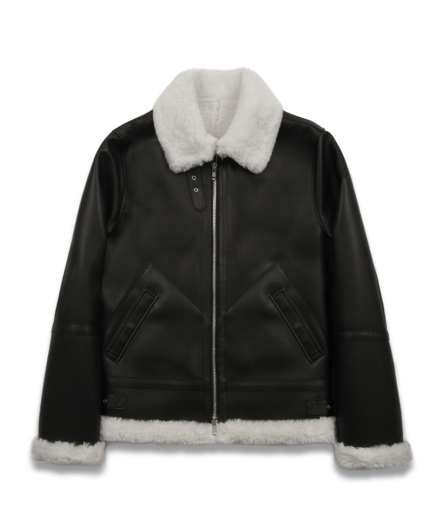Solid mouton jacket (blackwhite)