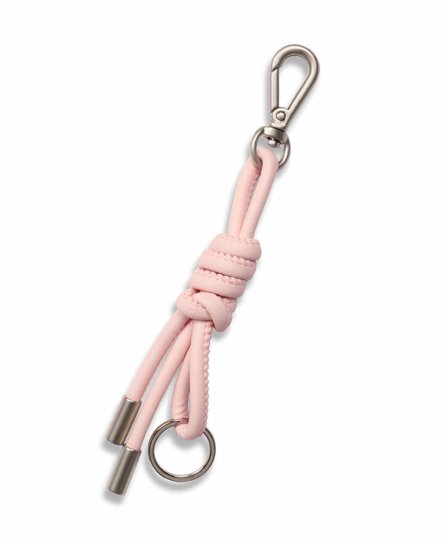 Knotted Leather Key Ring PINK