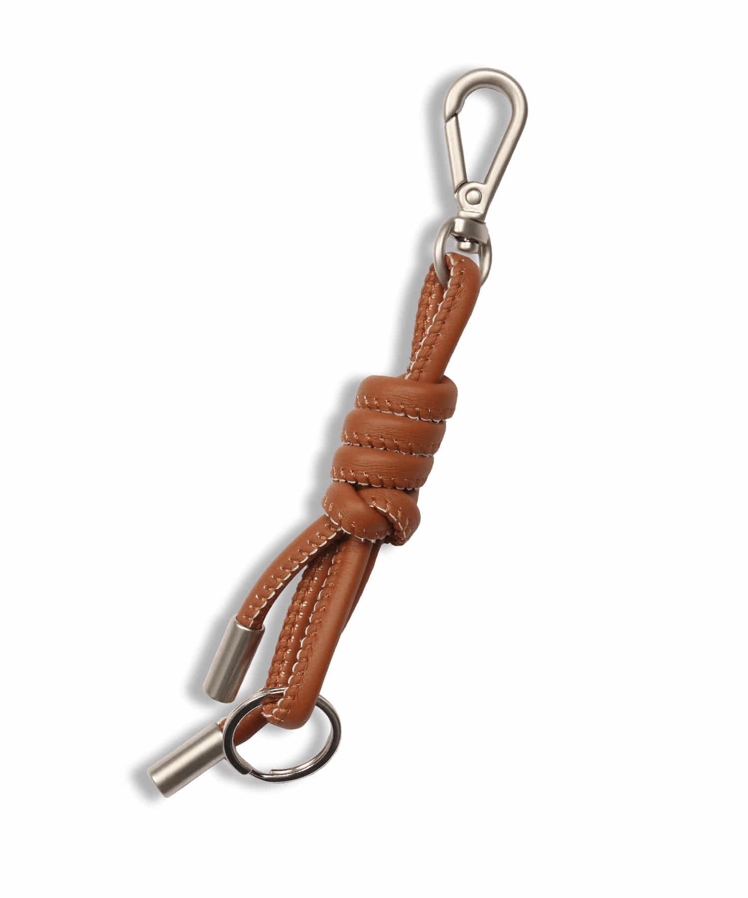 Knotted Leather Key Ring CAMEL