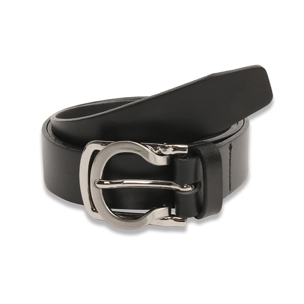 [천연소가죽]Double Head Hard Leather Belt BLACK