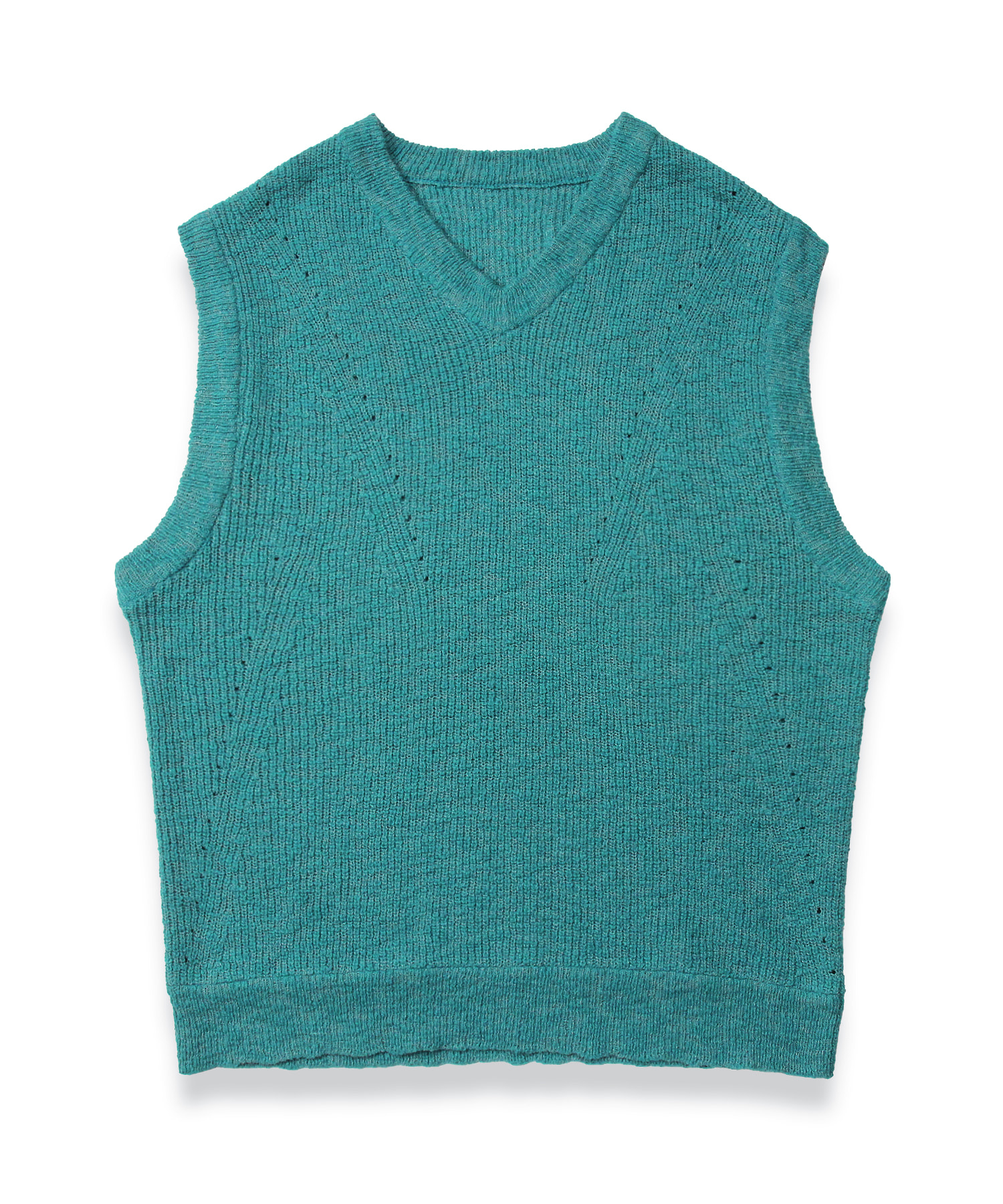 Loose Fit Mixed Scotch Knit Vest TEAL GREEN