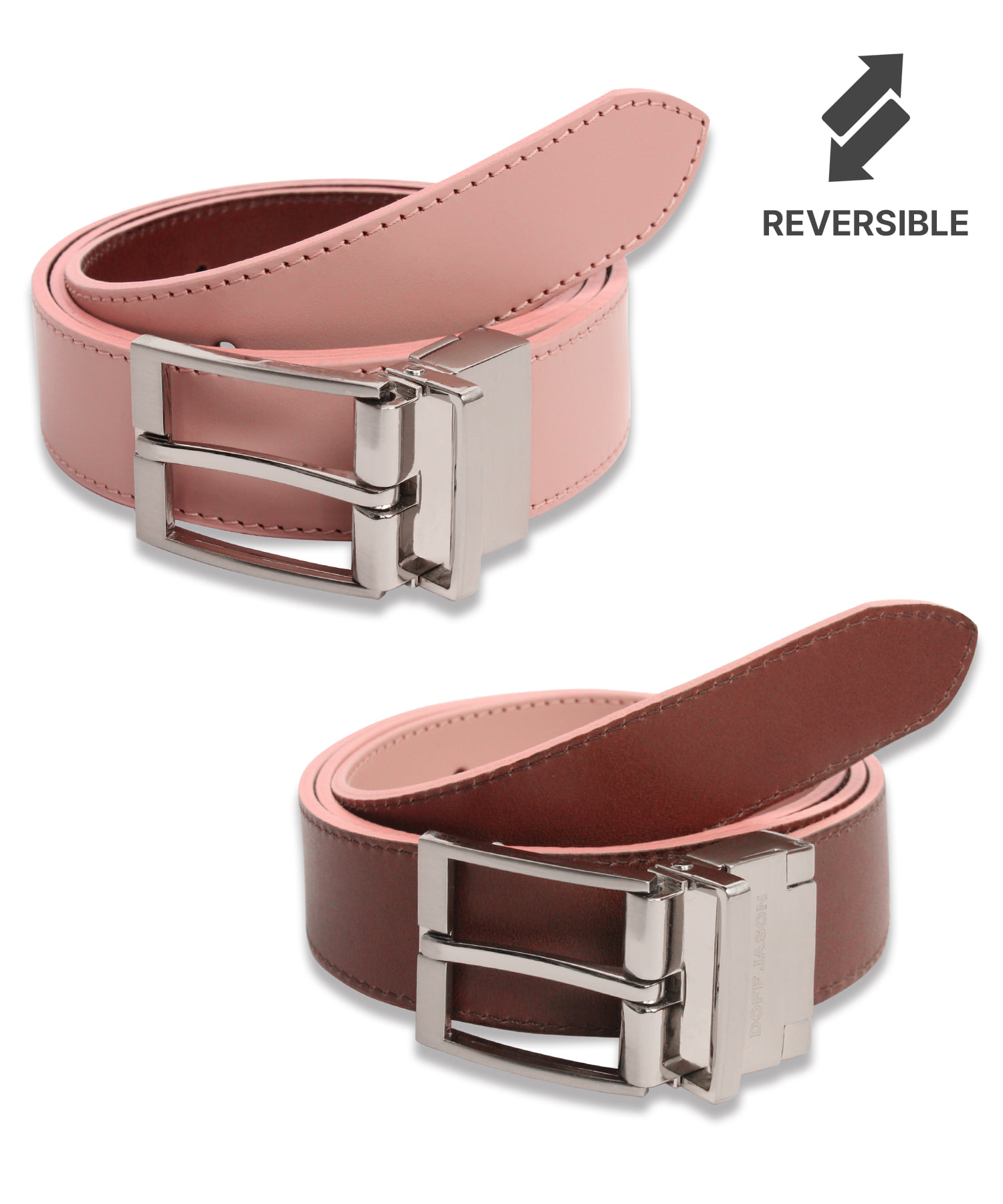 [천연소가죽]Cowhide Reversible Hard Leather Belt BROWN/PINK