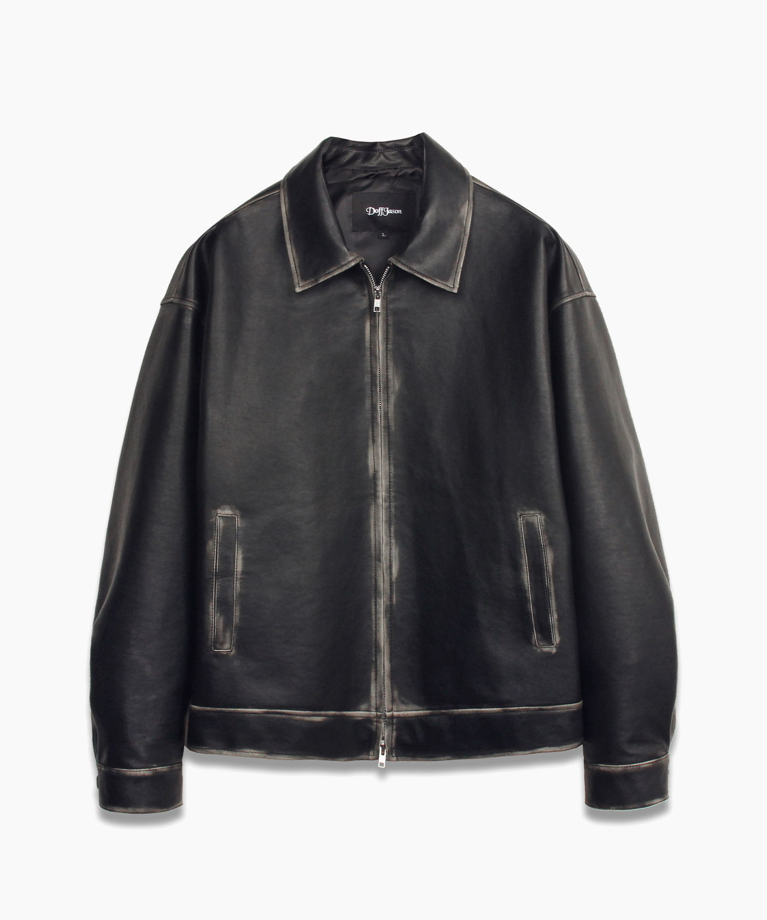 Overfit Washing Leather Single Jacket