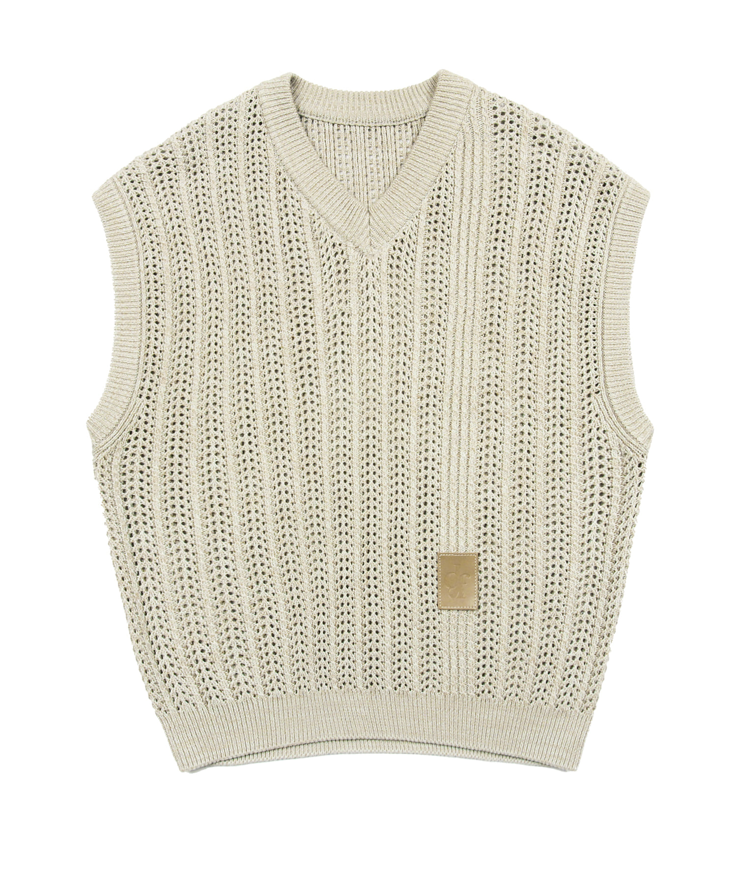 See-through fisherman knit vest BEIGE
