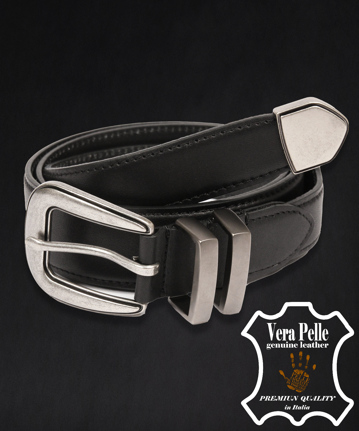 [PREMIUM]Western double steel hard leather belt