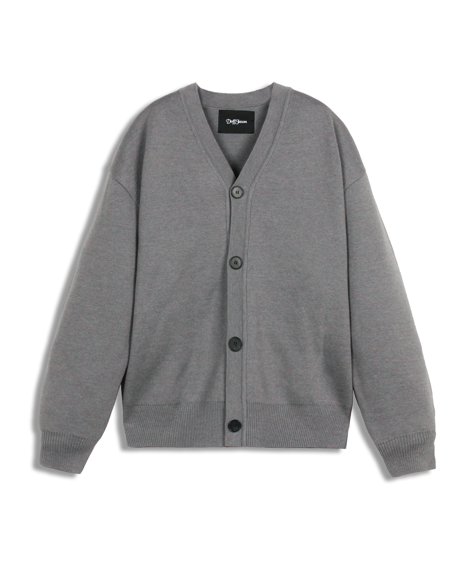 Suede patched knit cardigan (gray)