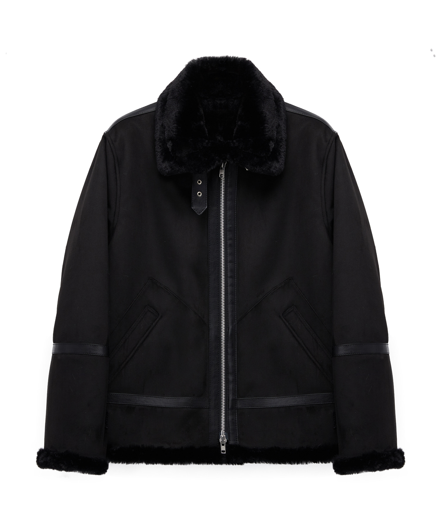 [12/9예약발송]Solid suede mouton jacket (black)