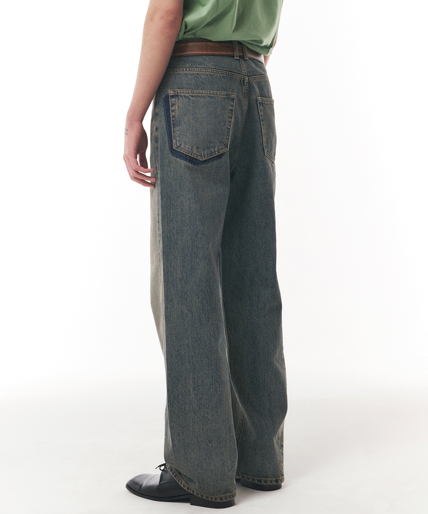Straight Fit Twisted Washed Denim Pants