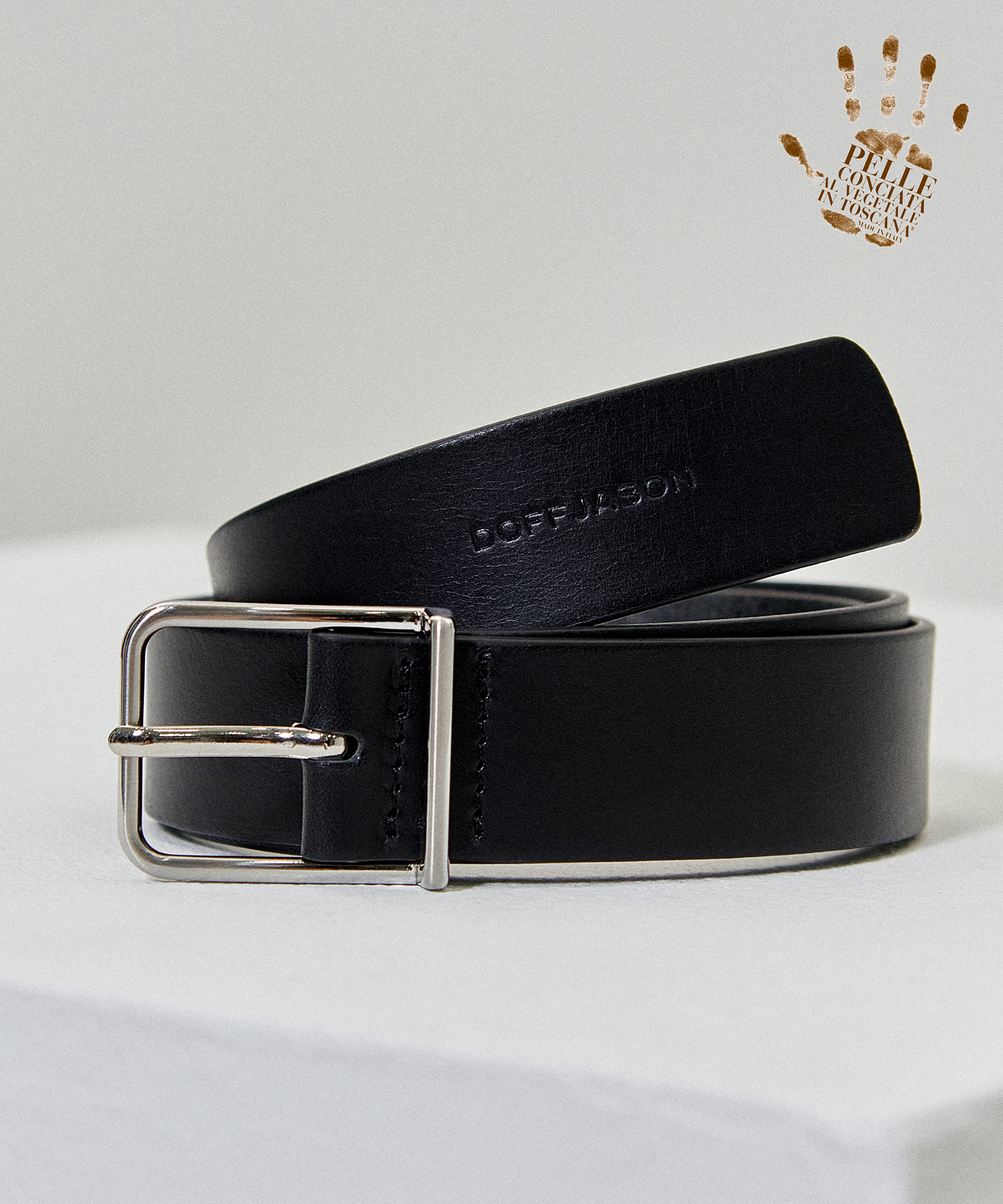 [천연소가죽]Simple square hard leather belt