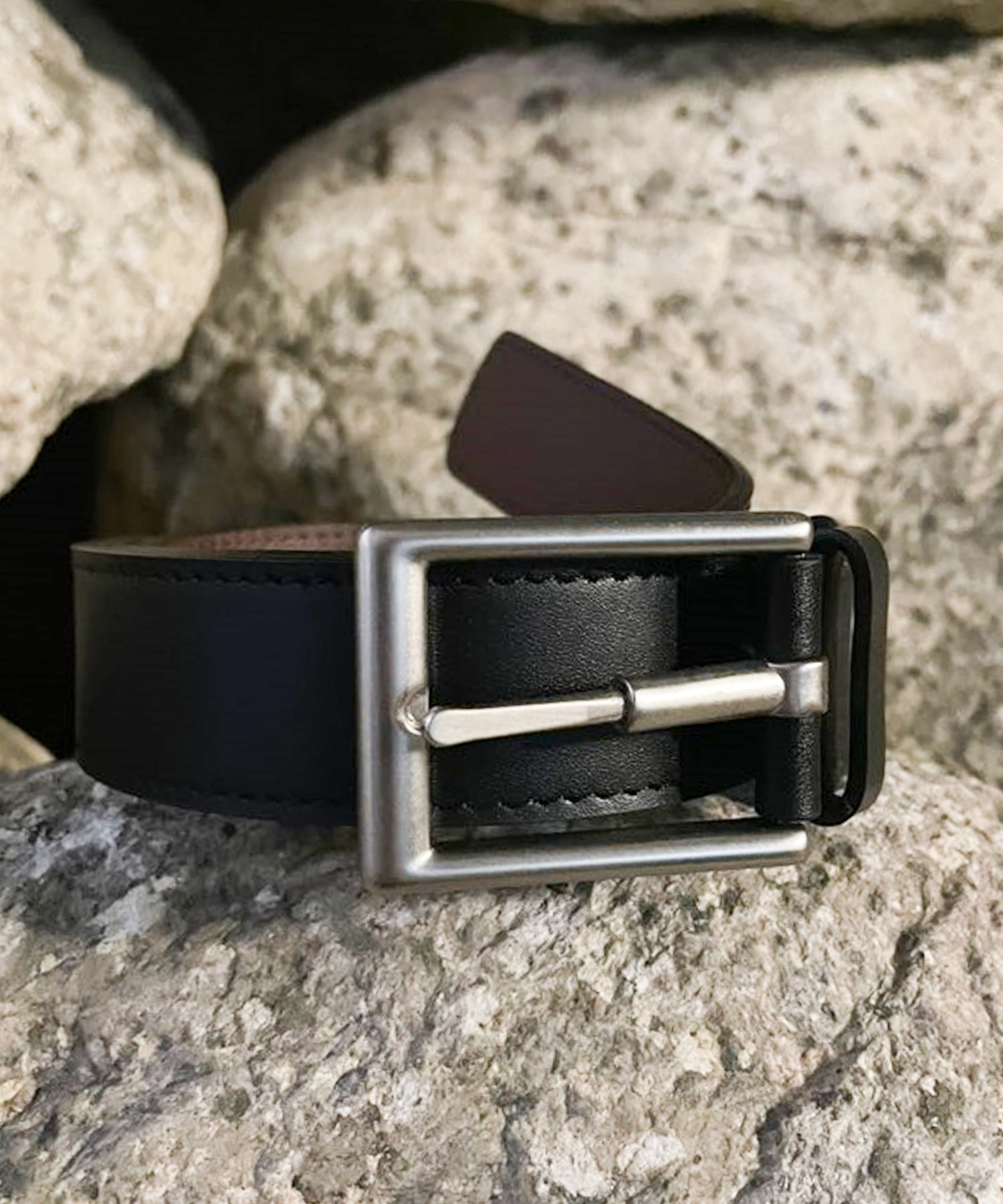 [천연소가죽]Reversible hard leather belt BLACK/BROWN