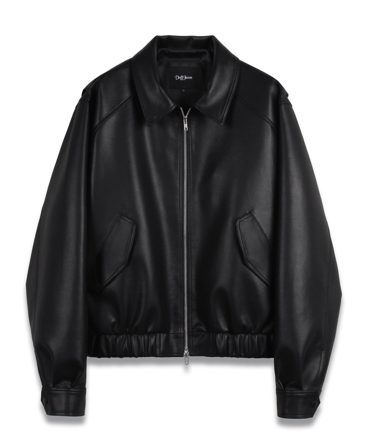 Overfit vegan leather bomber jacket
