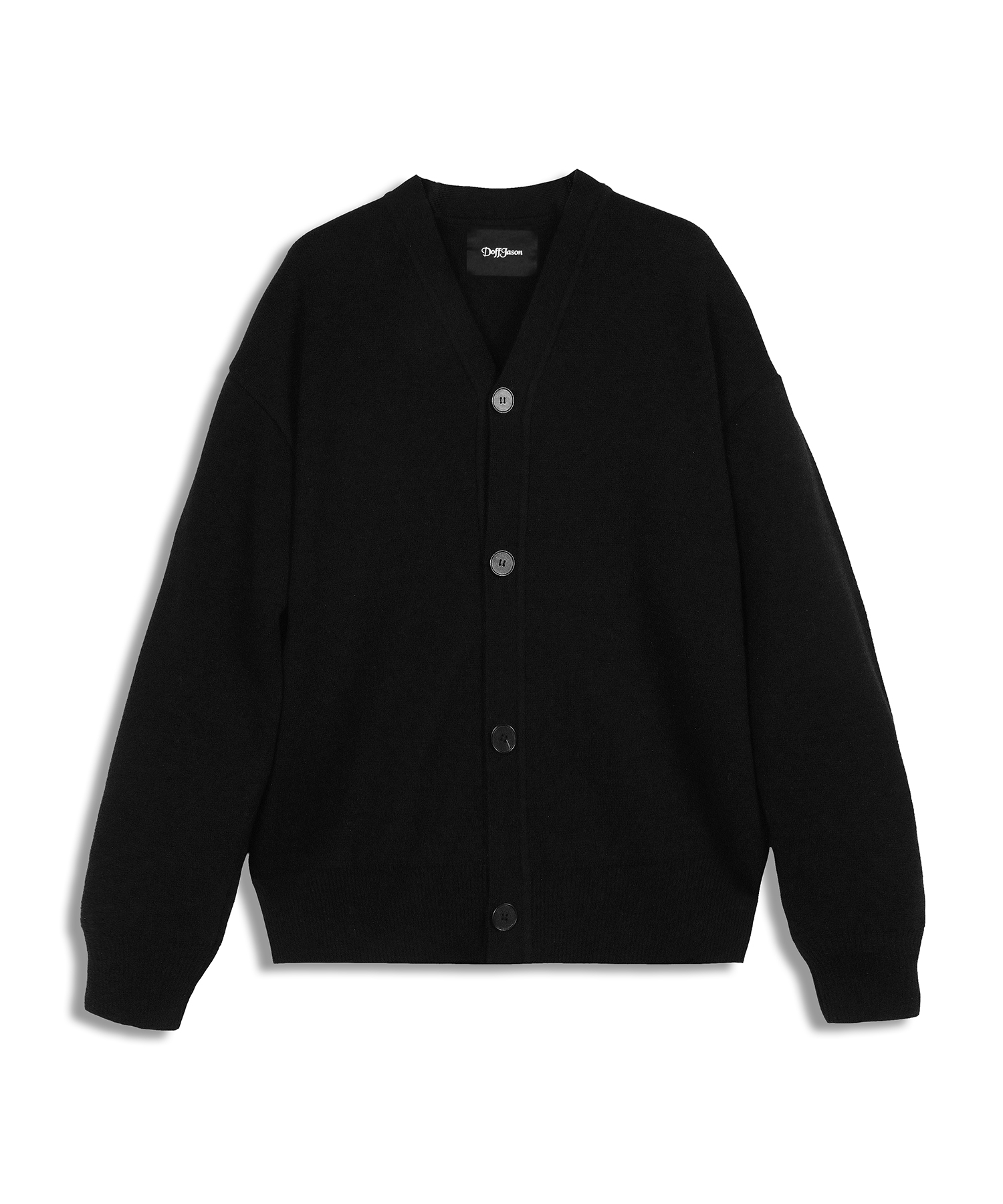 Suede patched knit cardigan (black)