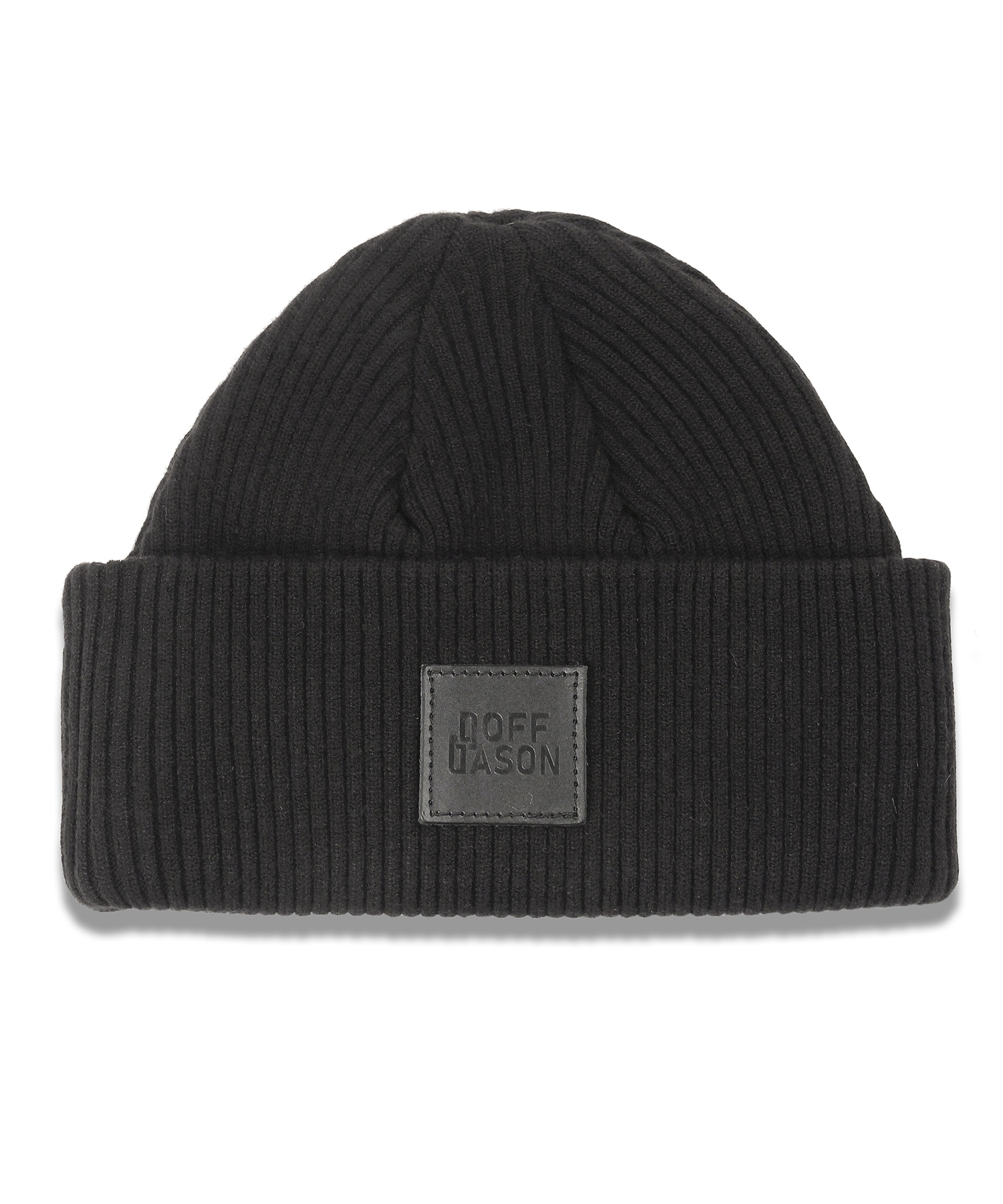 Leather patched beanie