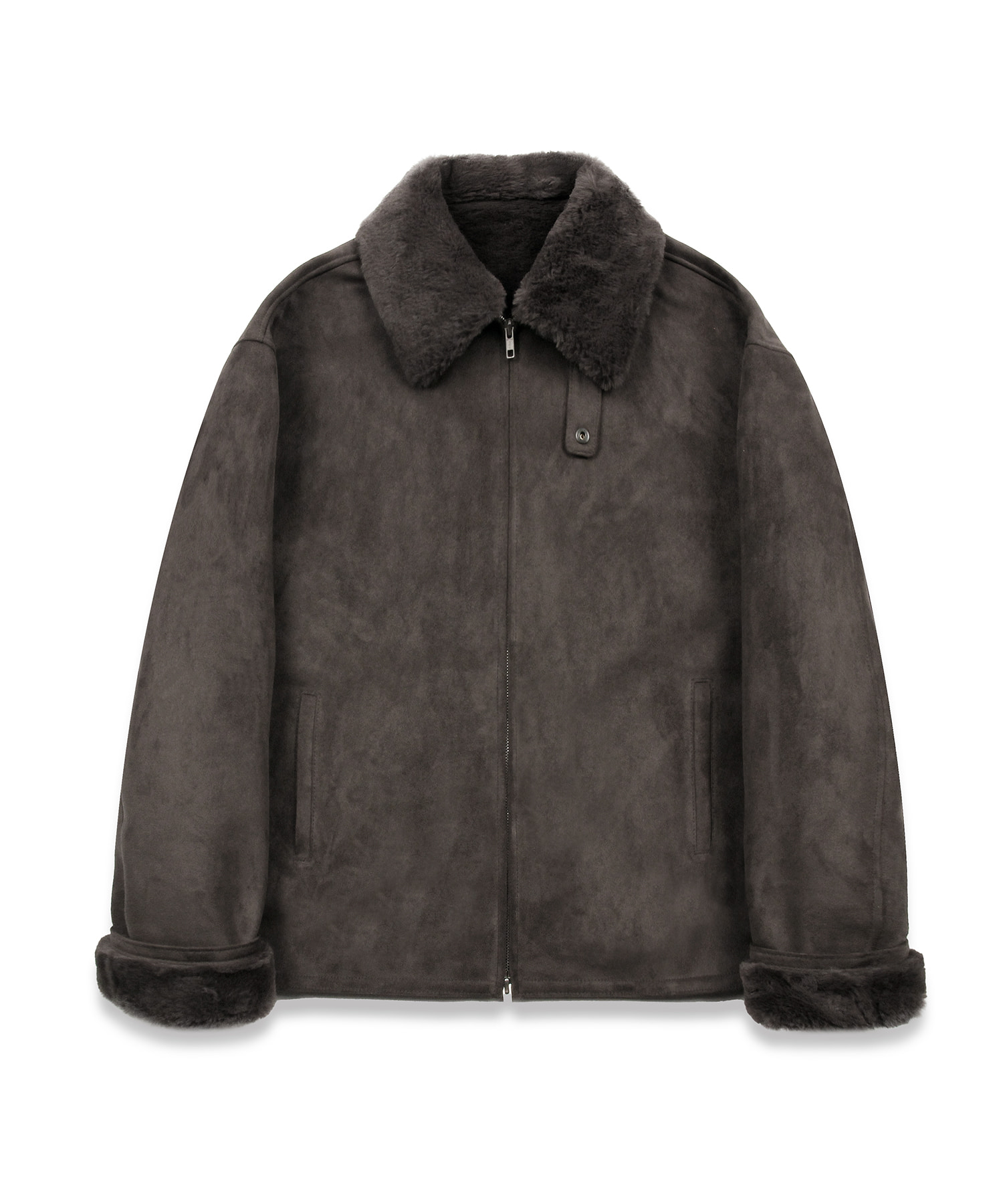 [12/7예약발송]Simple suede mouton jacket (grey)