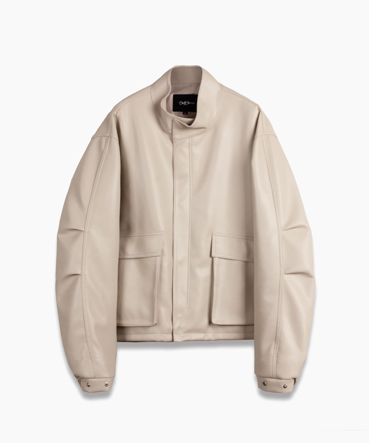 Overfit vegan leather blouson jacket (ivory)