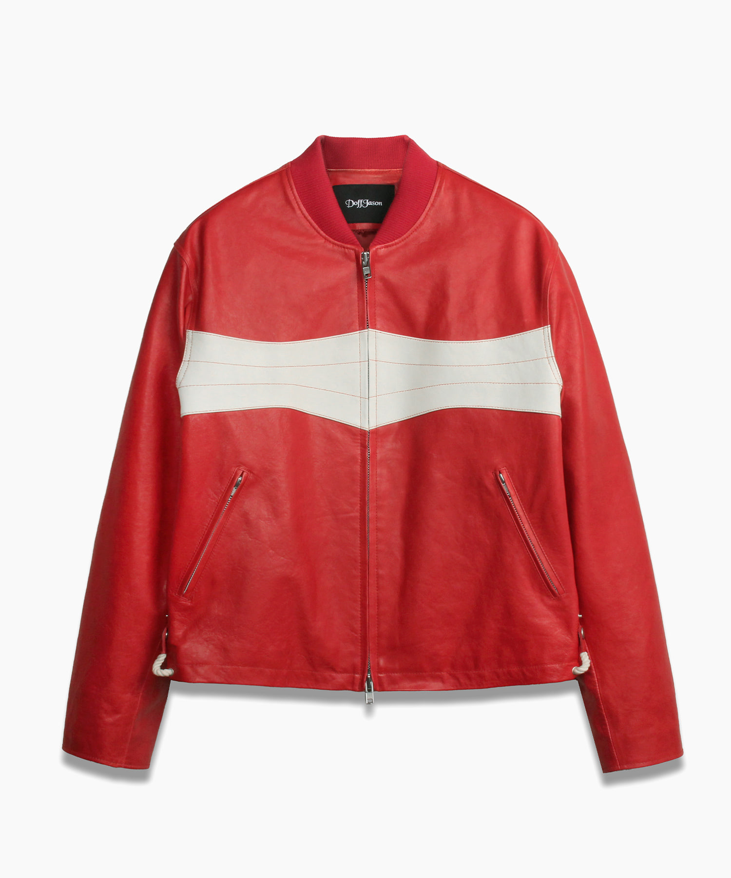 [PREMIUM] Lambskin Vegetable Racer Jacket RED