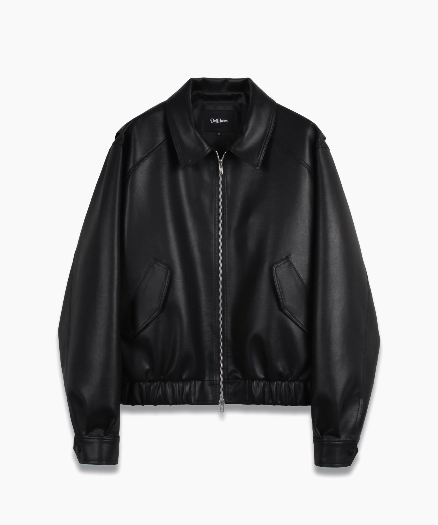Overfit vegan leather bomber jacket