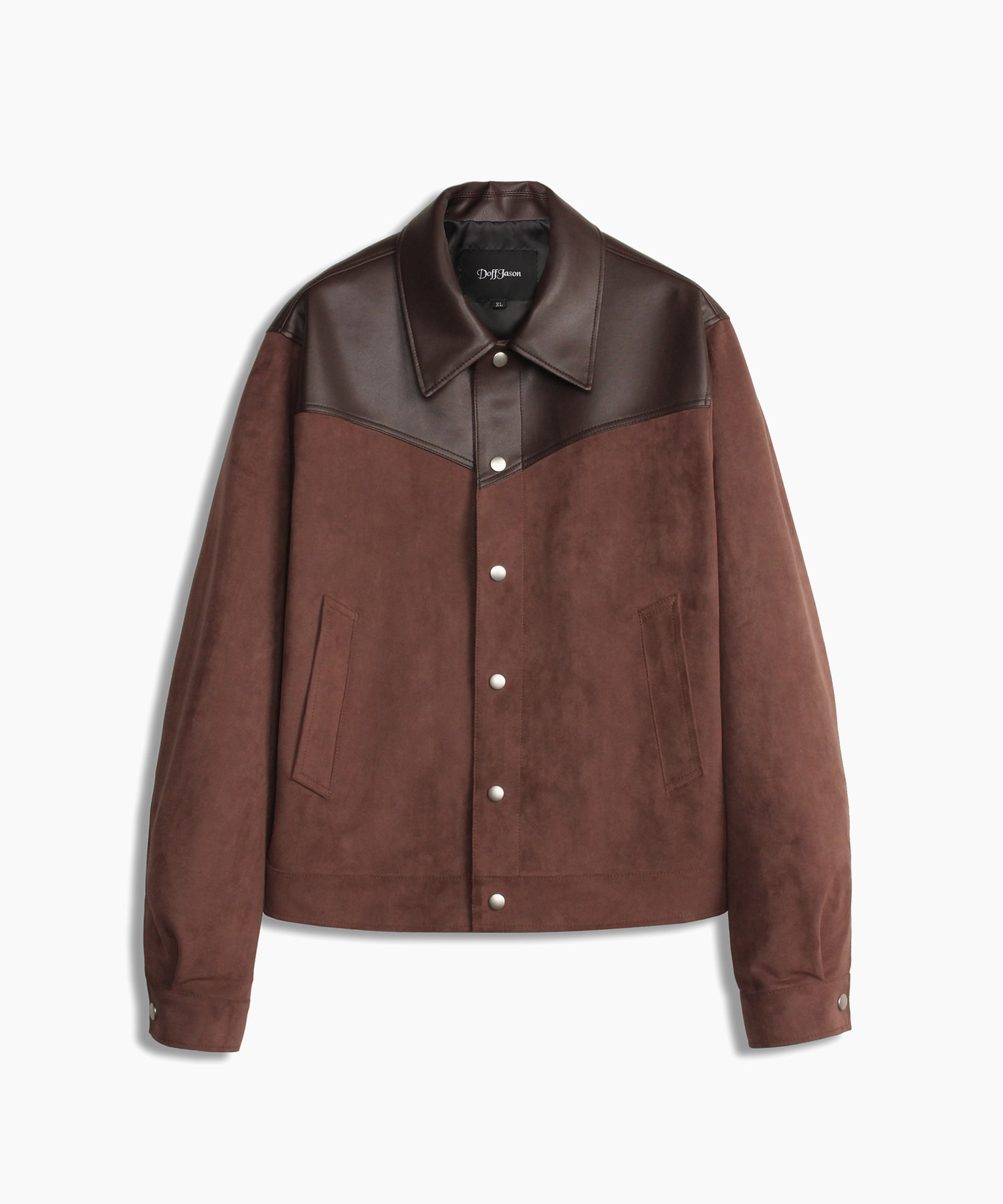 Vegan leather suede western jacket BROWN