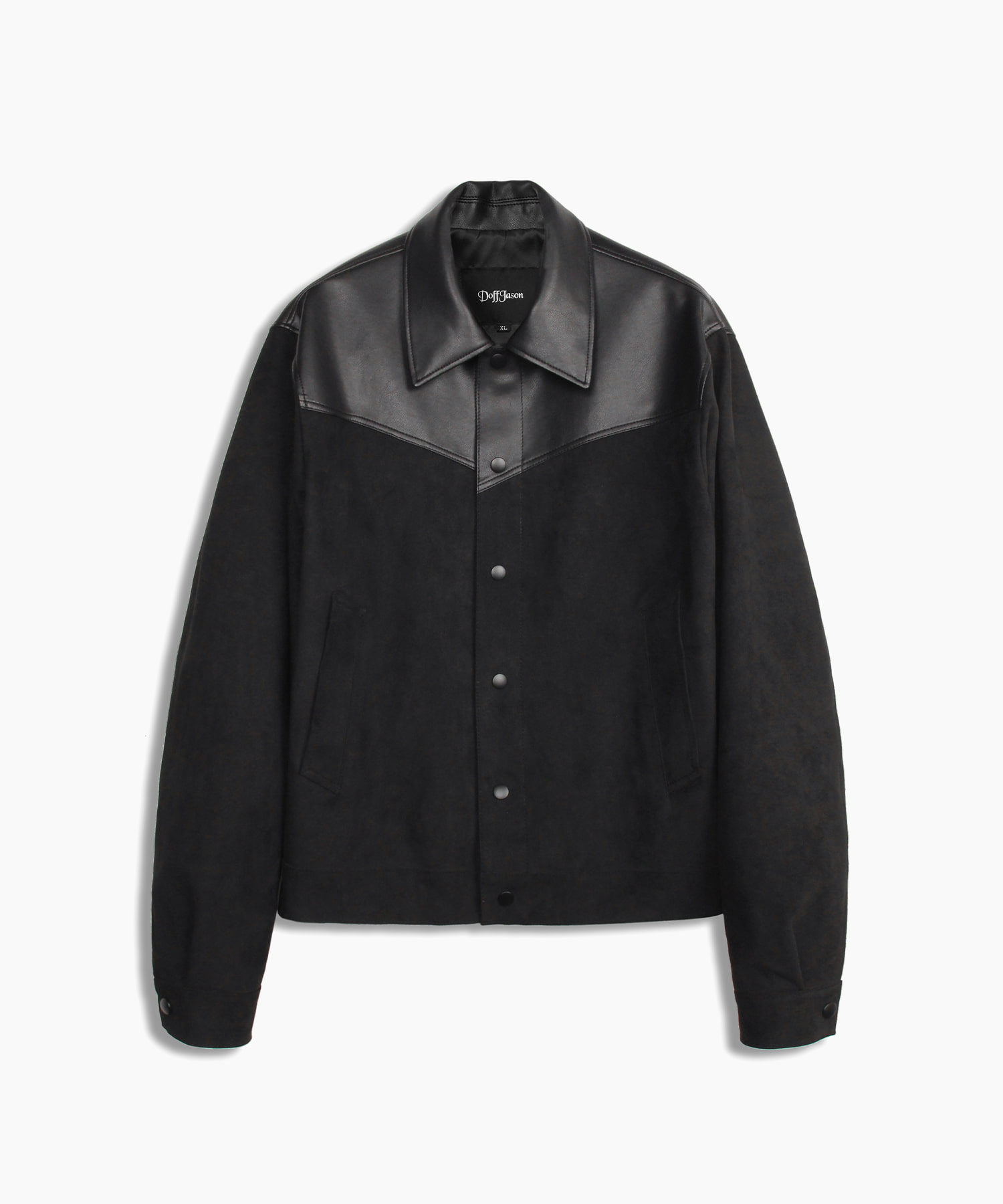 Vegan leather suede western jacket BLACK