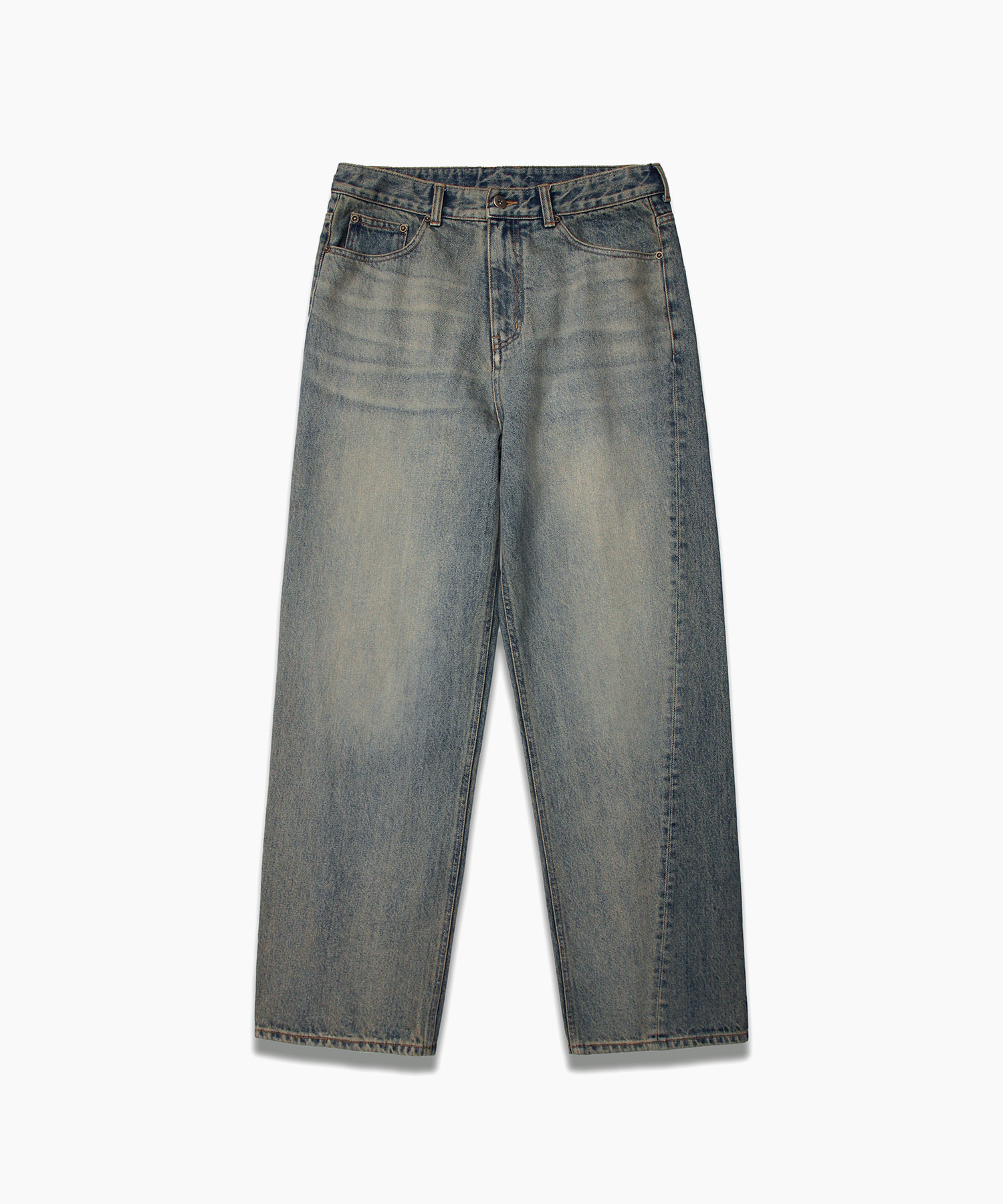 Straight Fit Twisted Washed Denim Pants