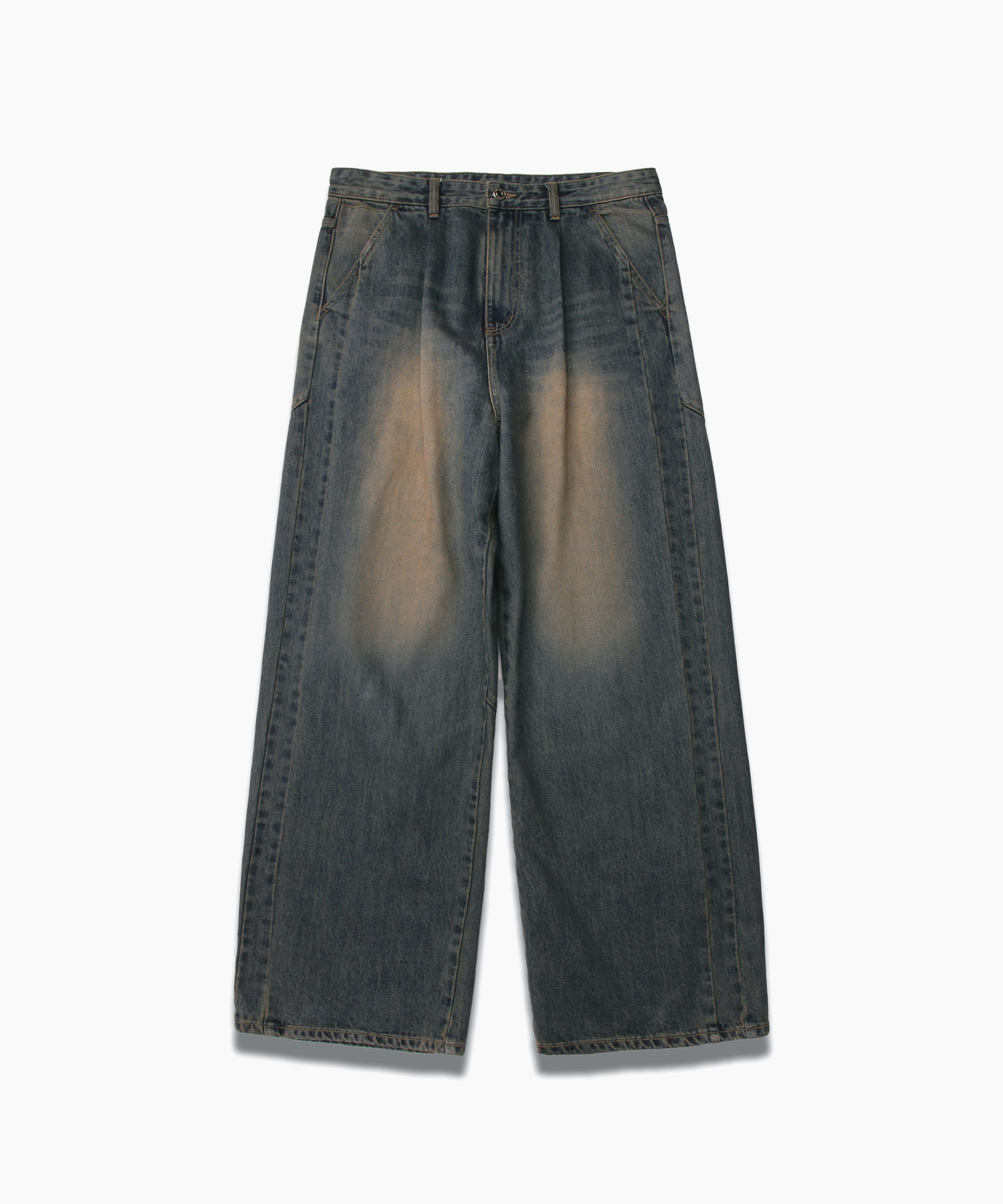 [UNISEX] Wide Fit Vintage Washed Denim Pants INDIGO