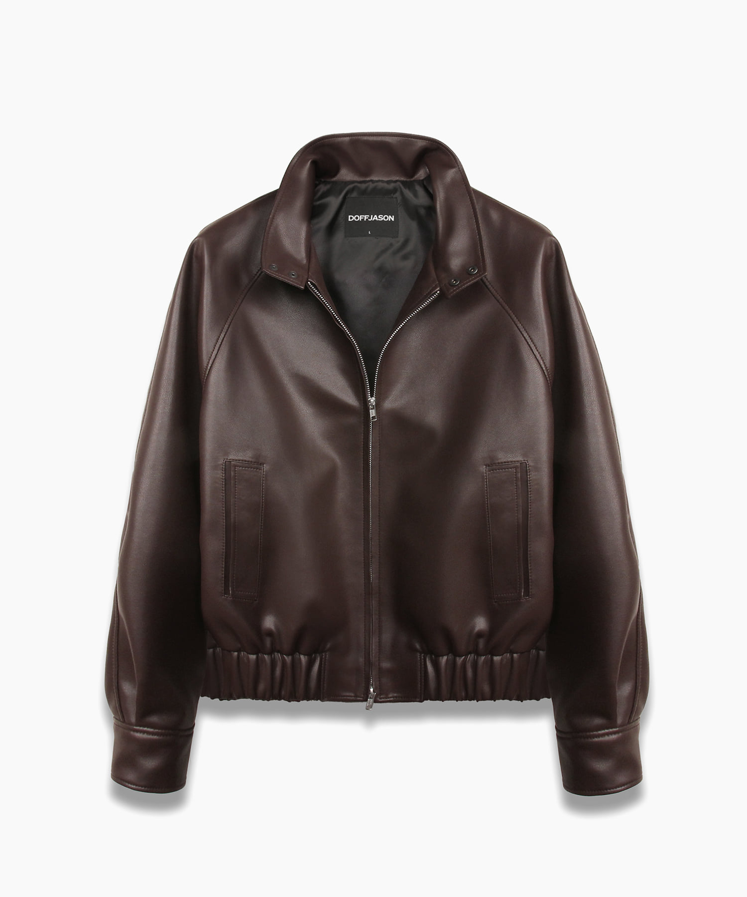 Vegan Leather Harrington Jacket D.BROWN